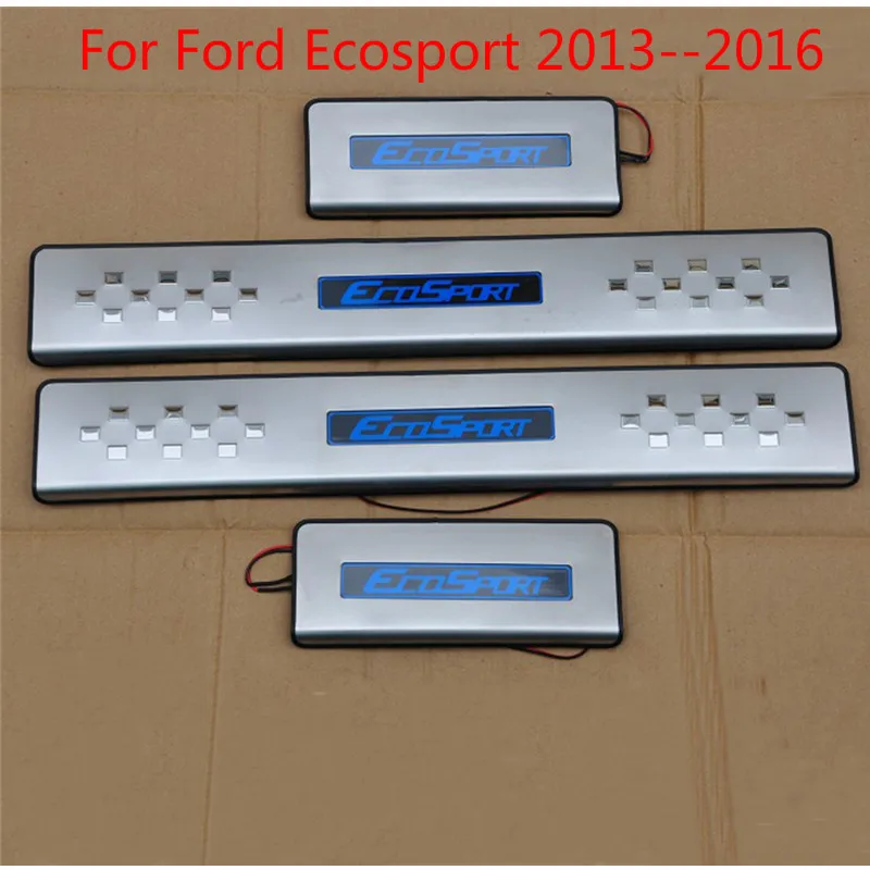 

For Ford Ecosport 2013--2016 With Blue LED light High quality stainless steel Scuff Plate/Door Sill Car-styling Car-covers