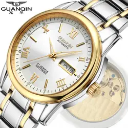 Бренд GUANQIN Для мужчин часы световой механические часы 30 м Водонепроницаемый часы роскоши сапфир аналоговый большой циферблат Для мужчин