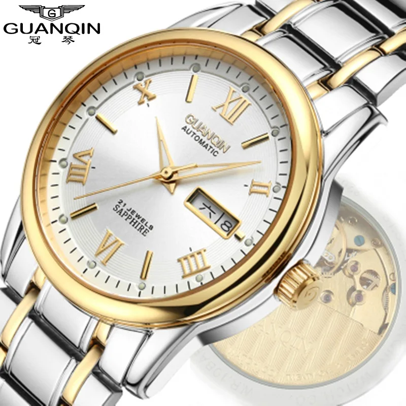 

Brand GUANQIN Men Watch Luminous Mechanical Watch 30m Waterproof Watch Luxury Sapphire Analog Big Dial Men Wrist Watches Clock