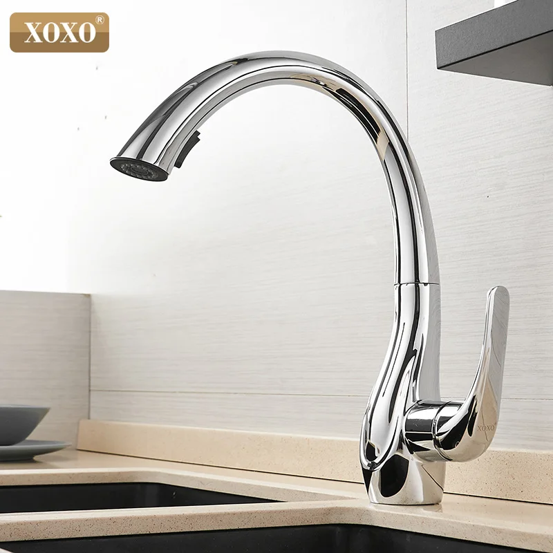  XOXO Kitchen Faucet Pull Out Cold and hot Golden Kitchen Tap Single Handle 360 Degree Water Mixer T - 32951355103