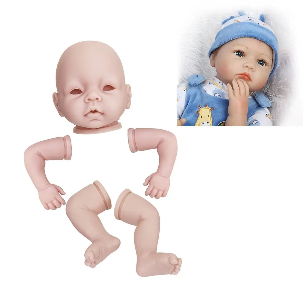 

DIY Original Reborn Reborn Baby Doll Silicone Vinyl Accessories Lifelike Toddler Gifts No Body Toy 3D