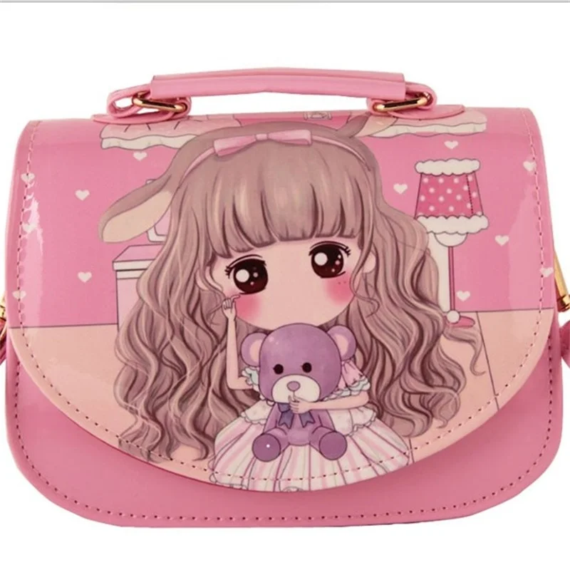 

Mcneely Cartoon Lovely Girls Cute Messenger Bag PU Leather Hasp Shoulder Bag Kids Fashion Portable Ladies Mobile phone Bags