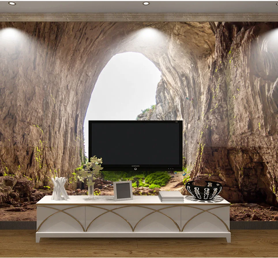 Bacaz 3D Cave Wallpaper Art Wall Mural Living Room TV background 8d