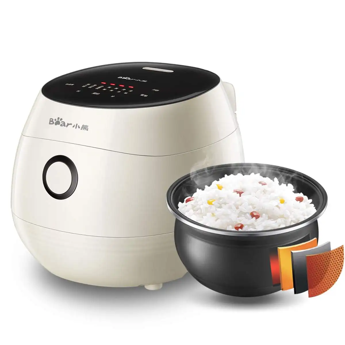 

220V 500W Electric Rice Cooker 3L Multifunction Soup Pot Steamer Smart Kitchen Warmer Machine Food Heat Preservation Cookware