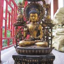 Bi002208 3" Огромный Тибет Буддизм Храм Бронзовый свинка Татхагата Будда Шакьямуни статуя