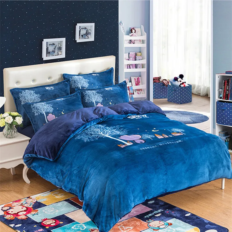 New Design Autumn Winter Fleece Bedding Set Flannel Duvet Cover Super