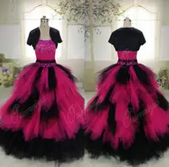 Oumeiya Orw448 Real Pictures Puffy Princess Ball Gown Hot Pink And