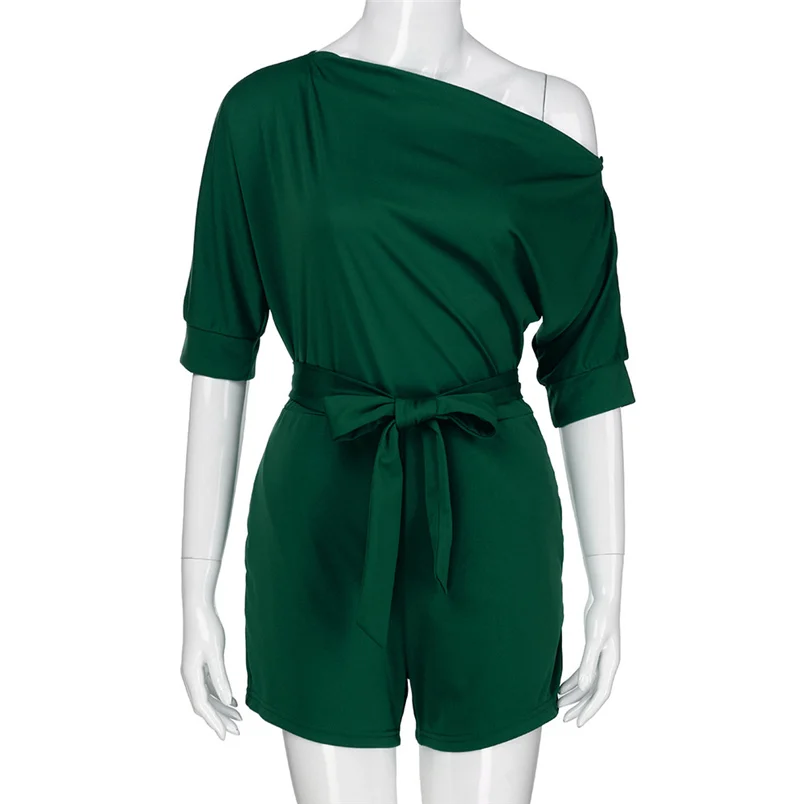 2018 Hot Sale Women's Summer Jumpsuit Sexy Off Shoulder Ruffle Short Romper Fashion Casual Party Jumpsuit  Rompers Holiday #J28 (46)