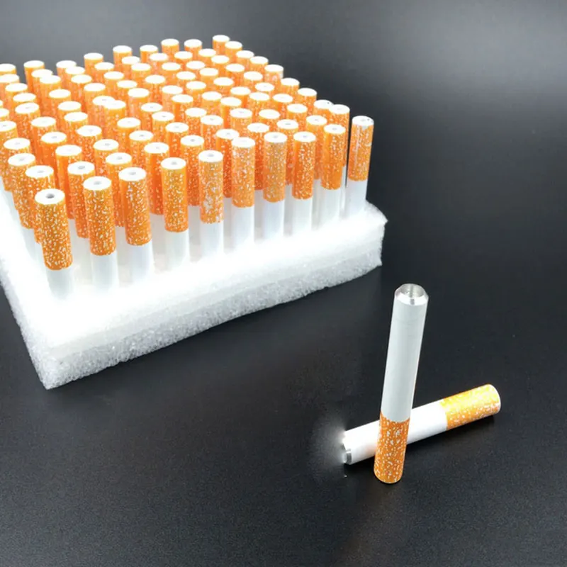 real cigarette shape Mini Metal Smoking pipes tabacco grinder weed pipe