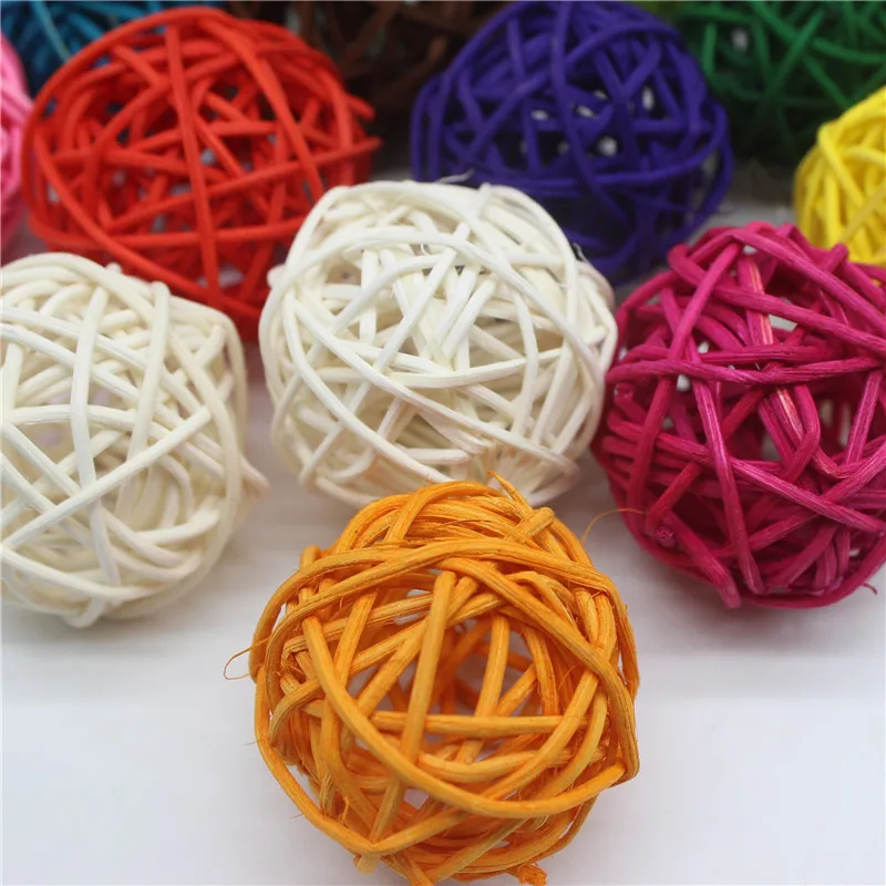 

20Pcs/lot 5cm Mixed Color Decor Rattan Wicker Cane Ball Decoration for Home Garden Patio Wedding Birthday Party Decoration