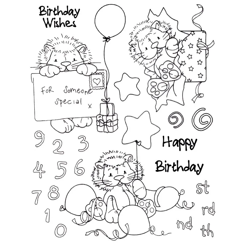 

LIONS BIRTHDAY WISH WITH NUMBER ScrapbookDIY photo cards account rubber stamp clear stamp transparent stamp Handmade card stamp