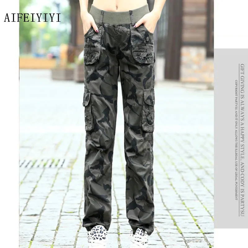 Preise Womens Training Camouflage Military Harem Cargo Jeans Hosen Denim Overalls Strahl Baggy Hose Damen Lose Multi tasche Hose