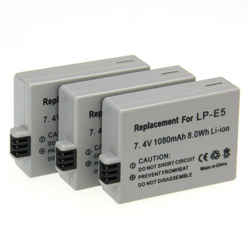 LP E5 Hot Sale 3pcs Battery LP E5 LPE5 Rechargeable Camera Battery For