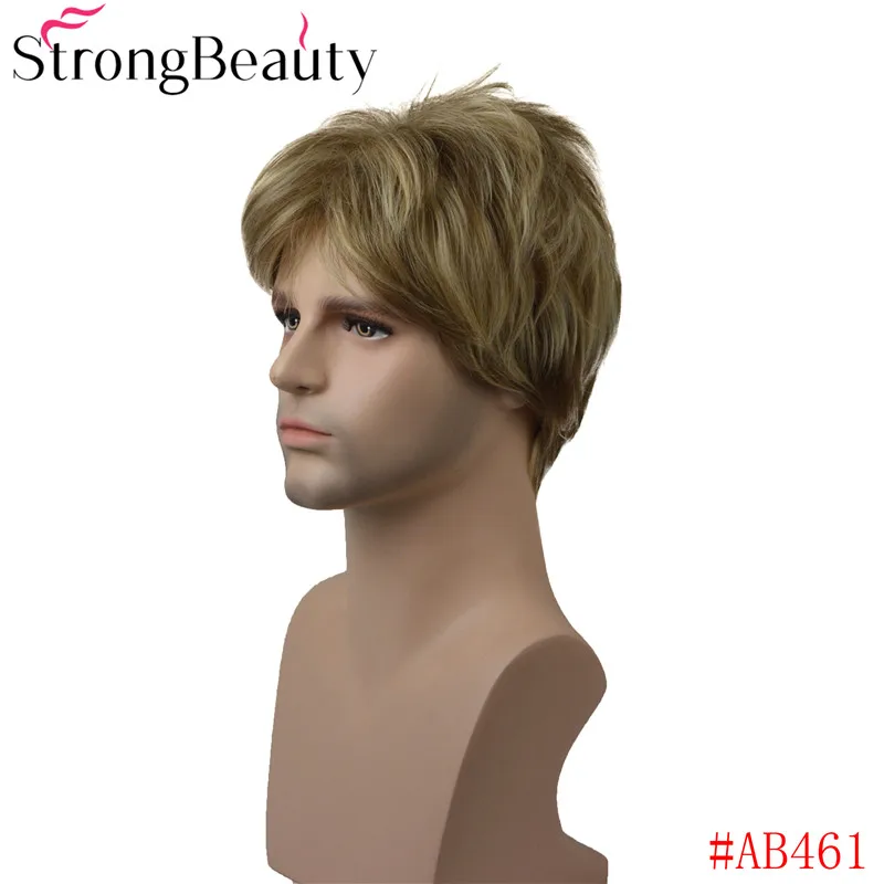 StrongBeauty короткий мужской парик прямой блонд/коричневый синтетический парик мужской Hiar жаростойкий монолитный парик выбор цвета