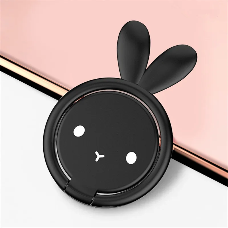 Животное кролик палец кольцо подставка для смартфона держатель мобильного телефона Подставка для iPhone 6 6S 7 8 X Xiaomi huawei все телефон крепление - Цвет: Black