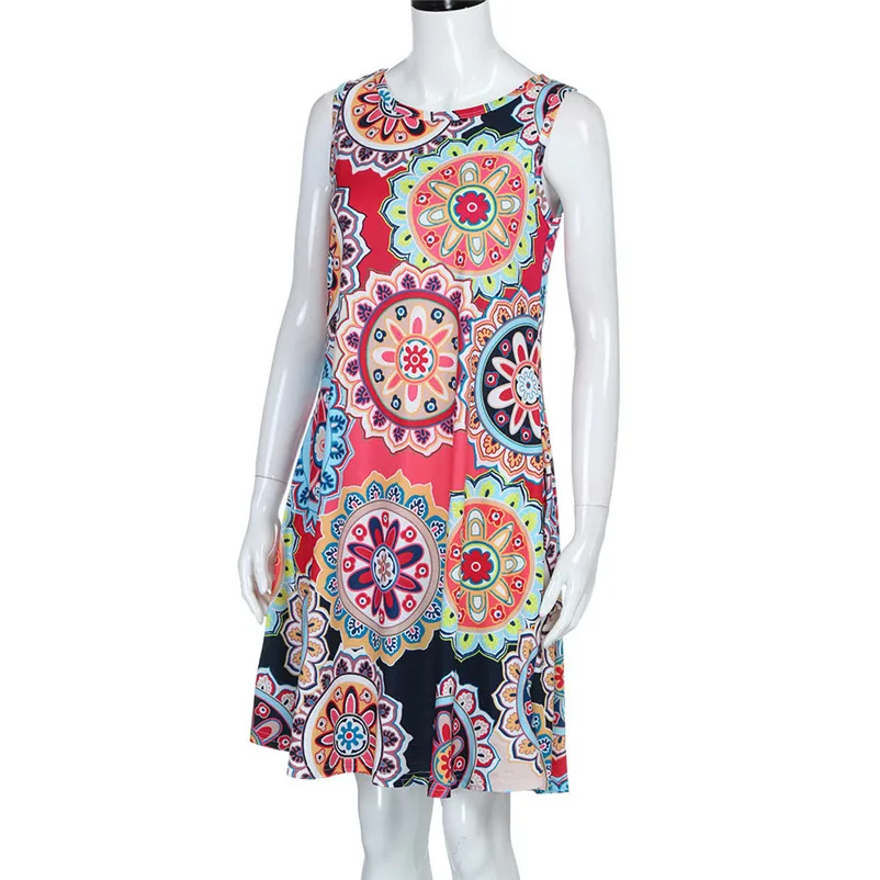 HOT summer dress 2018 beach dress Womens Summer Vintage Boho  Maxi Evening Party Beach Floral Dress vestidos robe J19#N (10)