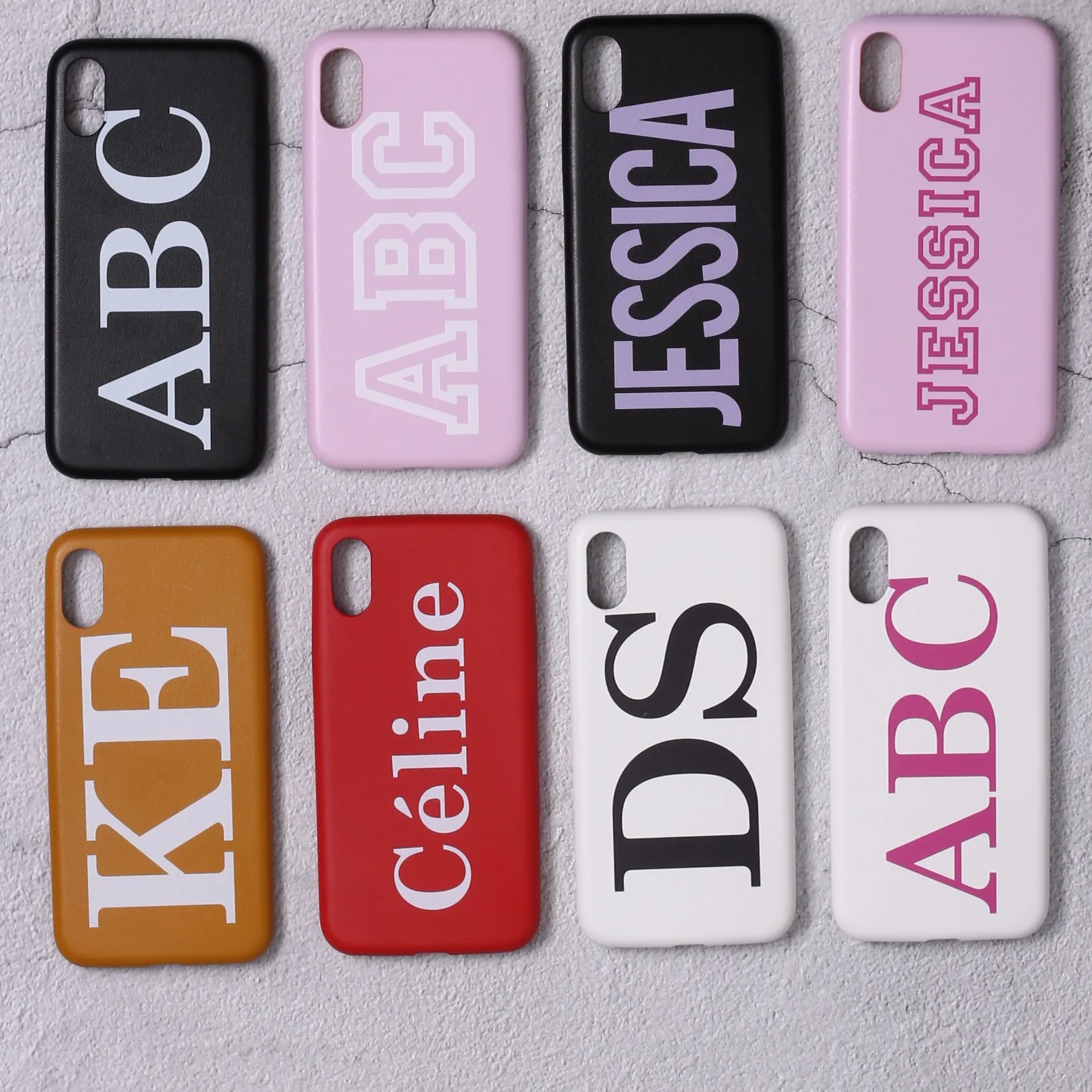 

Real Leather Luxury Bold Custom Personalized Name Text Initial For iPhone X 6 6S 6Plus 7 7Plus 8 8Plus 5 SE Phone Case Cover