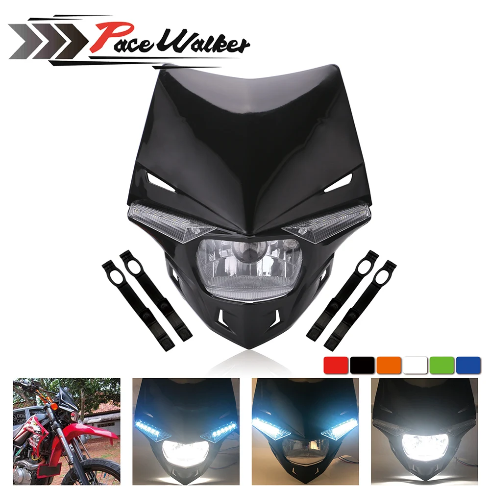 

FREE SHIPING Universal Motorcycle Headlight Enduro Head Light Supermoto Motocross Dual Sport for KTM EXC SX SXF XC MX SMR