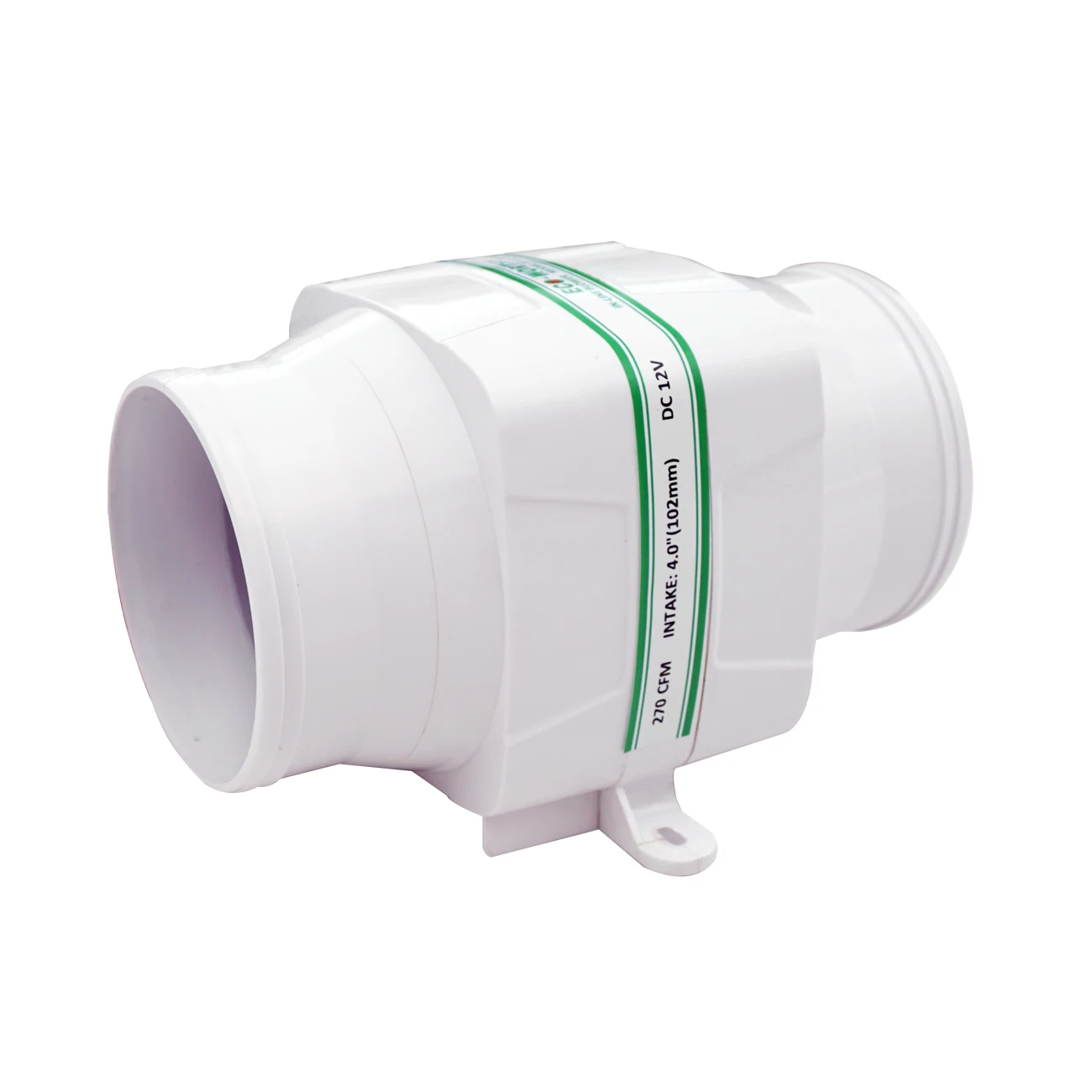 

ECO DC fan 4" In-Line Marine Bilge Air Blower 12V 6Amp 270 CFM Quiet Boat White 12V Marine Bilge Air Blower