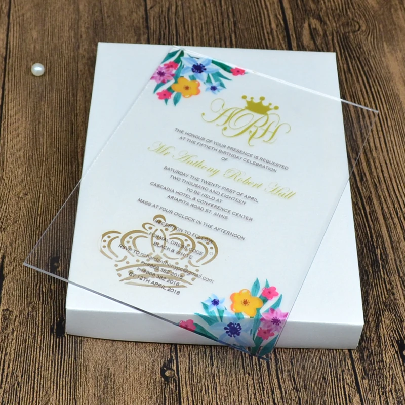 

customized personalize invitation card wedding decoration UV printing or engraving acrylic wedding invitation card