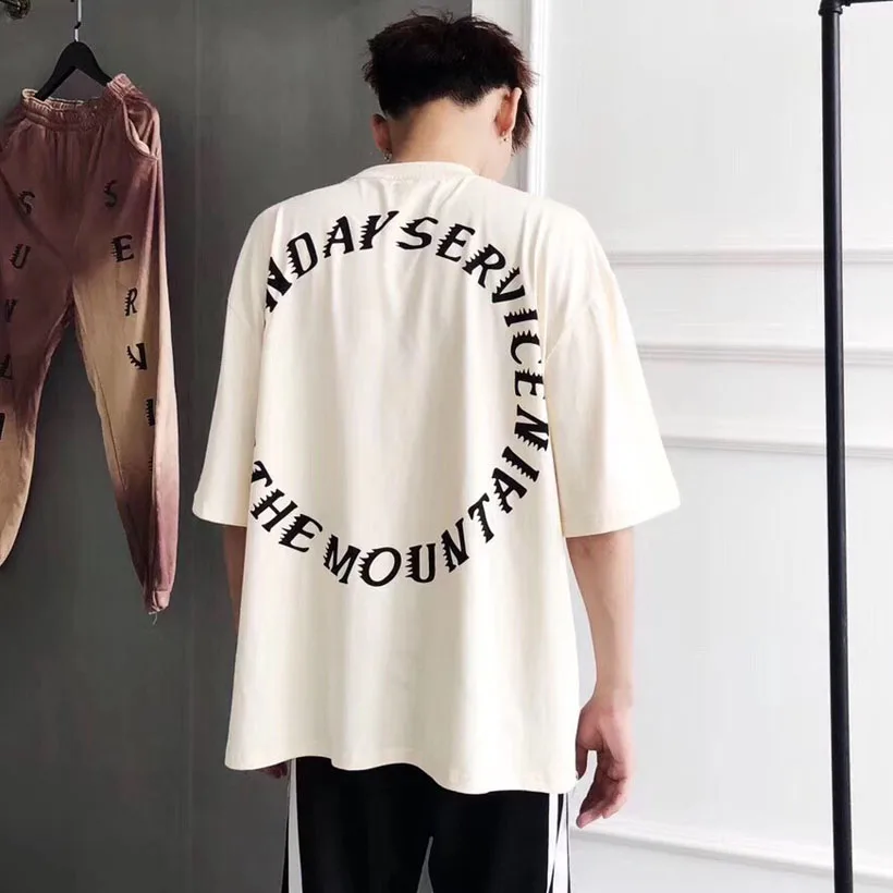

Purple Letter T Shirt Kanye West Oversize Loose Design Tshirts Sunday Service Holy 100% Cotton High Street Kanye T-shirt