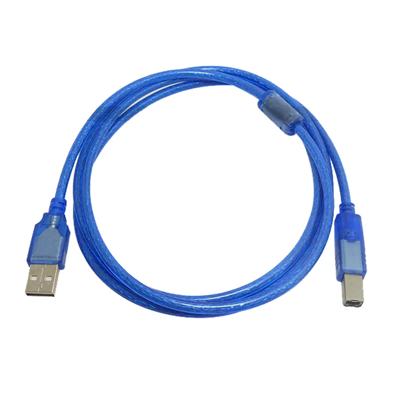 Прозрачная синяя линия передачи данных 1 5 м 3 USB 2 0 высокоскоростная квадратная