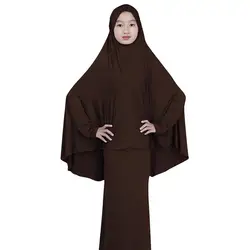 Однотонное исламское платье для девочек-подростков, одежда для девочек, одежда для девочек, арабское женское платье, длинное платье