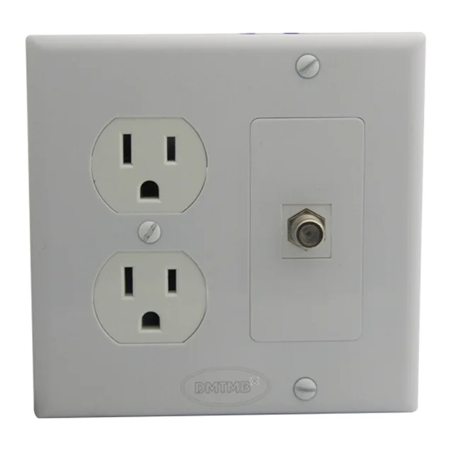 2 Gang AC Power, F head TV Antenna wall platein Extension Socket from Consumer Electronics on