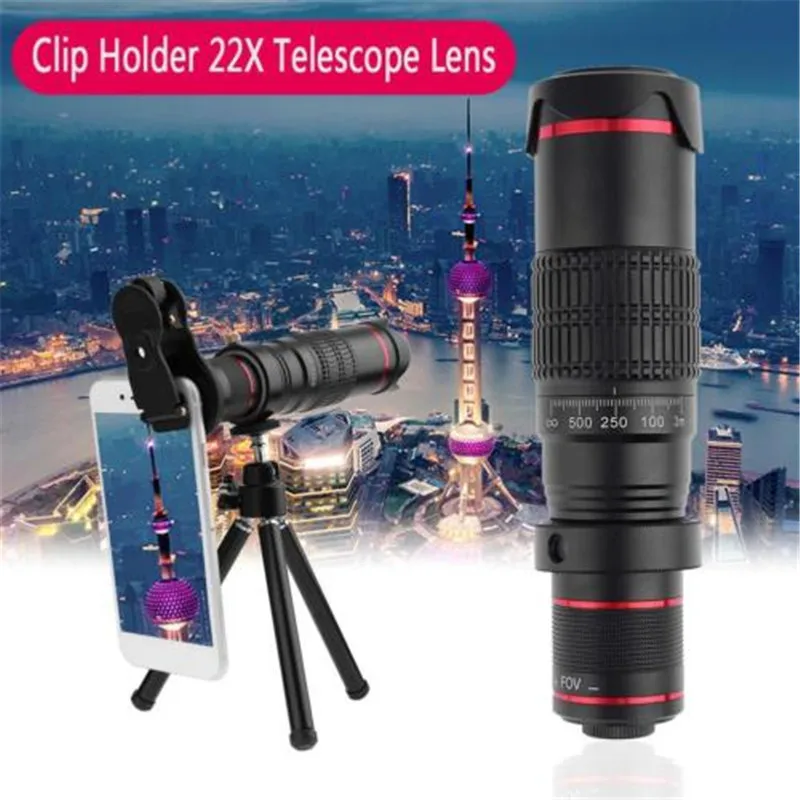 العالمي حامل قصاصة 22X4 K HD الثابتة التركيز تليفوتوغرافي تلسكوب الخارجية الهاتف الذكي كاميرا الهاتف المحمول ينس مع سستة حقيبة