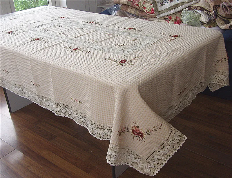 Handmade cotton tablecloth Embroidered shape inventory 0270 60*90"(146*200 cm)in