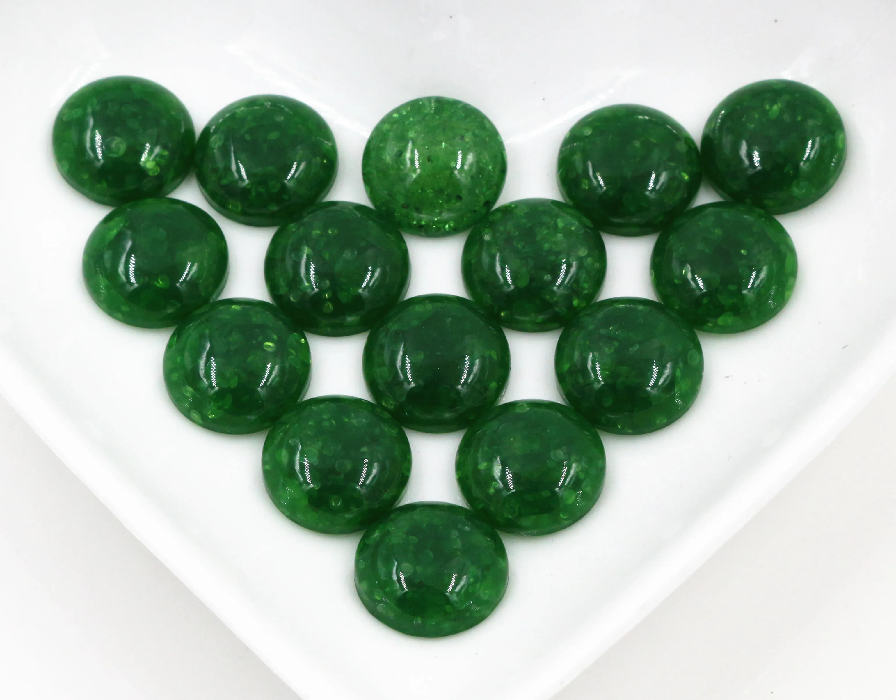 

New Fashion 40pcs 12mm Green Color Flat Back Resin Cabochons Cameo G6-22