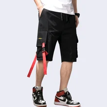 Мужские хлопковые шорты Карго, уличная одежда, хип-хоп, мужские повседневные шорты с множеством карманов, мешковатые мужские летние шорты, новинка, A939