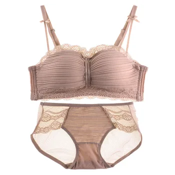 

Hot Women Bra with Panties Suit Lace Wire-free Breathable Bowknot Straps Underwear Set MSK66