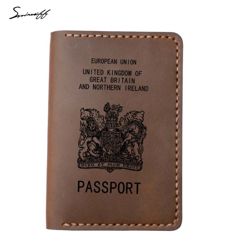 UK Genuine Leather Passport Cover Handmade Laser Engraved inscription