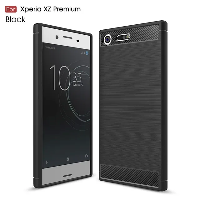 For Sony Xperia XZ Premium Case Carbon Fiber Silicone TPU Skin Soft Back Cover Phone Case for Sony Xperia XZ Premium G8141 G8142 black