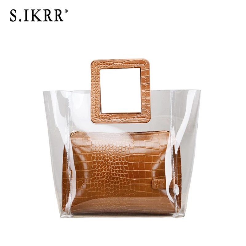 S.IKRR Summer mother bag transparent lady bag jelly multicolor luxury designer handbags high quality