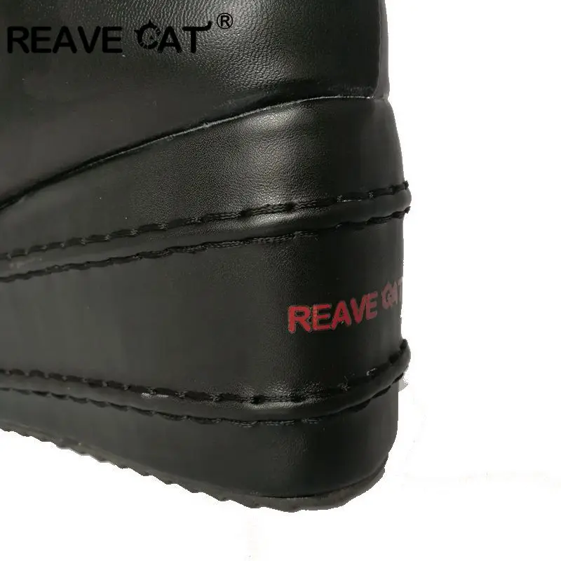 REAVE CAT/женские ботинки черного цвета повседневные сапоги до колена на платформе и высоком каблуке обувь в стиле панк, готика обувь для верховой езды на шнуровке QH3038