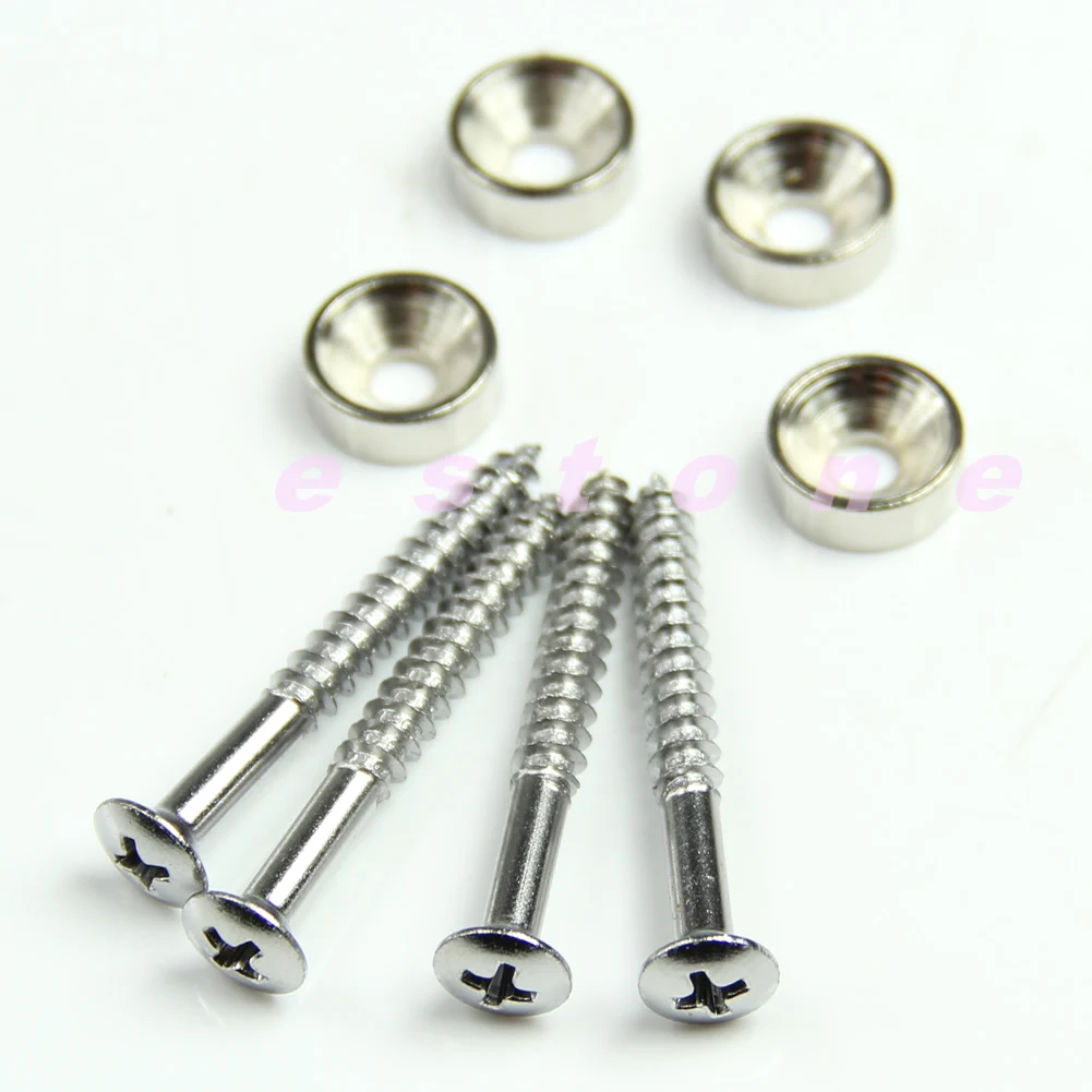 1Set of 4 Guitar Neck Joint Ferrules and Screws For Guitar Bass Silver