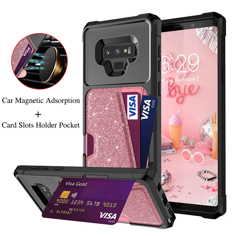 Wallet Case For Samsung Galaxy Note 9 S9 Plus Luxury Glitter Leather