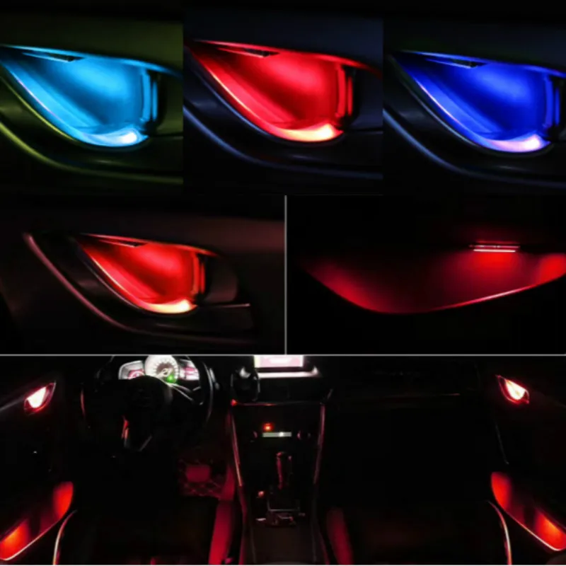  JURUS 4Pcs Universal LED Inner Bowl Light Armrest Door Handle Lighting Handrail Lights Decorative L - 32957607538