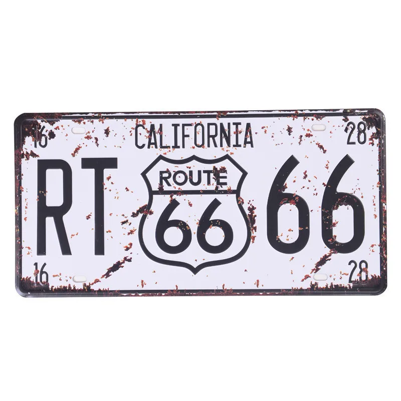 USA Vintage Plate Metal Tin Signs Route 66 Car Number Garage Decor License Plaque Poster Club Wall Pin Up Poster 30*15CM C4