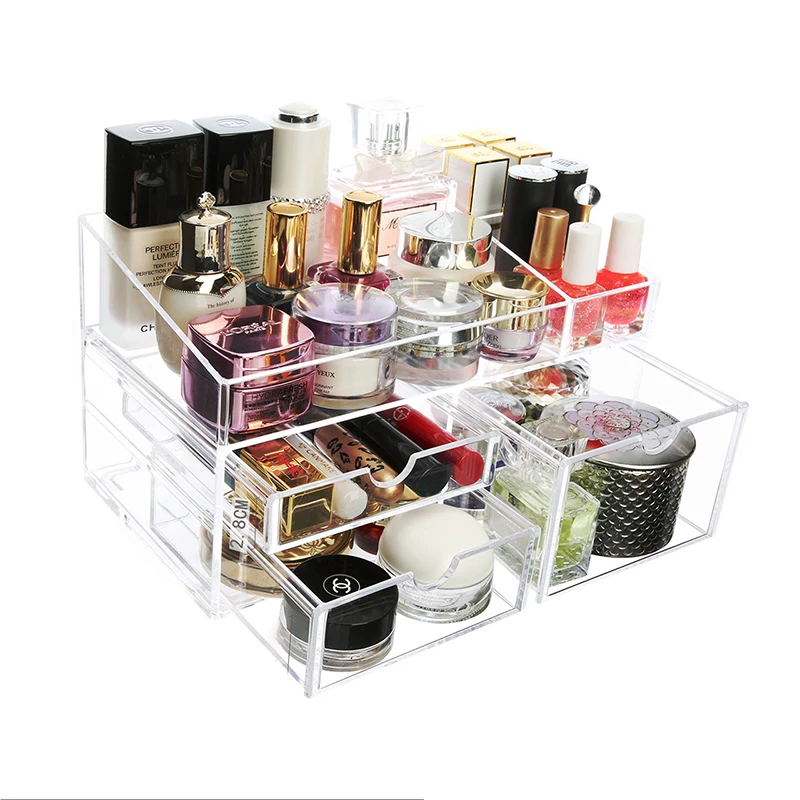 

Nordic Large Cosmetic Storage Box With Drawer Acrylic Desktop Jewelry Mask Lipstick Brush Makeup Organizer Sundries Container