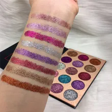 15 Color Glitterinjections Pressed Glitter Eyeshadow Diamond Rainbow Make Up Cosmetic Pressed Glitters Eye shadow Magnet Palette