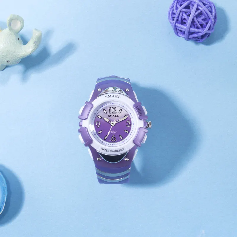 Детские часы SMAEL водонепроницаемые 30 м светящиеся повседневные Модные кварцевые наручные часы Qlastic детские часы 0616C
