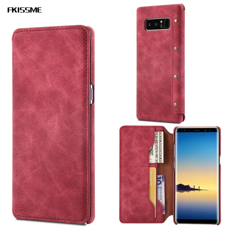 FKISSME Роскошные заклепки Футляр с бумажником и подставкой для samsung Galaxy Note 8 из искусственной кожи чехол для samsung Note 8 ультра тонкий чехол для телефона