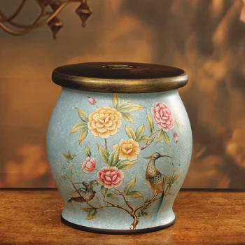 

American classic antique porcelain drum stool stool room shoes stool stool embroidered hand-painted ceramic flower