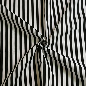 

100*145cm Black white stripe cotton fabric natural dress shirt material