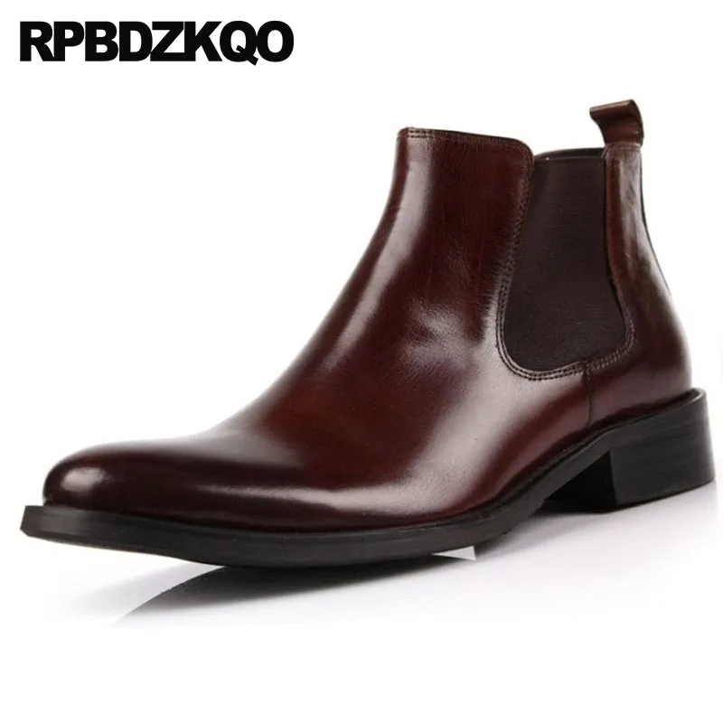 Vendimia Botas De Cuero Grano Completo Coreano Chelsea Runway Del Hombre Zapatos Botines Otoño Marrón Talla Extra Diseñador Corto Tobillo Caer 2018 Masculino Moda Cima Mas Alta - AliExpress Calzado