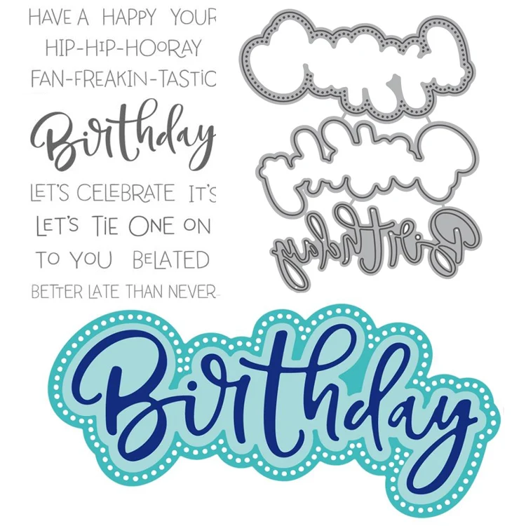 

Brithday words Transparent Clear Stamps match metal cutting die/ Silicone stamp for DIY scrapbooking photo album