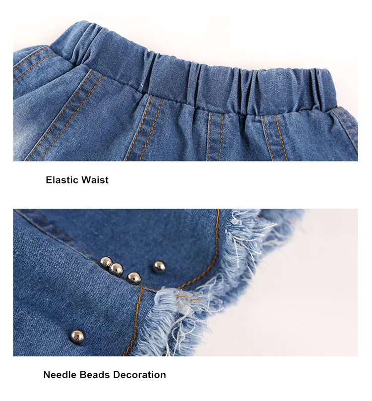 kids girls bowknot ribbon sleeveless shirts  denim short skirts girls clothes suits sets 15